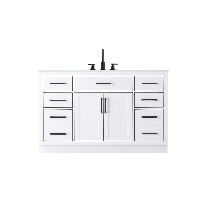 54 Inch Single Bathroom Vanity In White - View 3 - Joshua Marshal