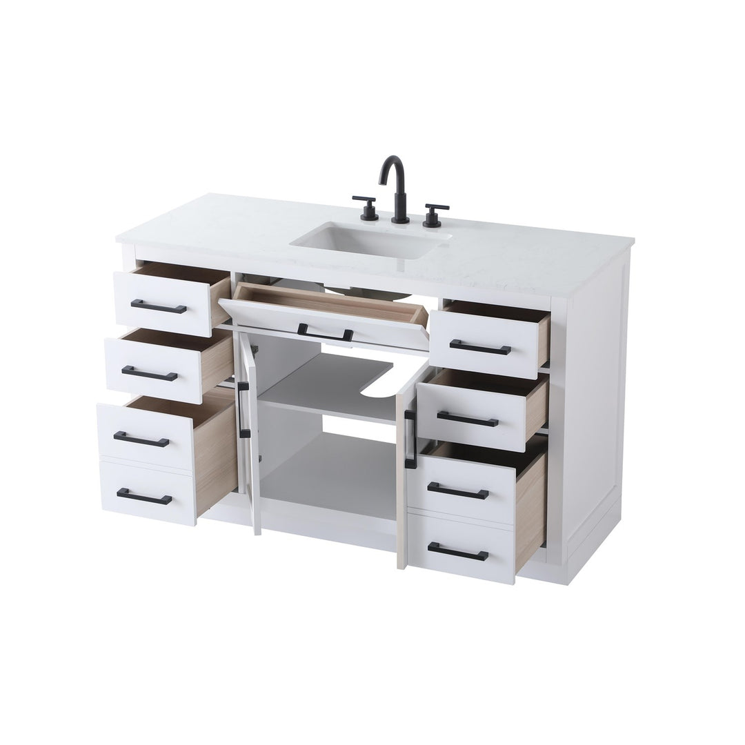 54 Inch Single Bathroom Vanity In White - View 4 - Joshua Marshal