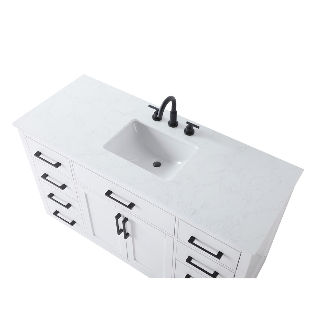 54 Inch Single Bathroom Vanity In White - View 5 - Joshua Marshal