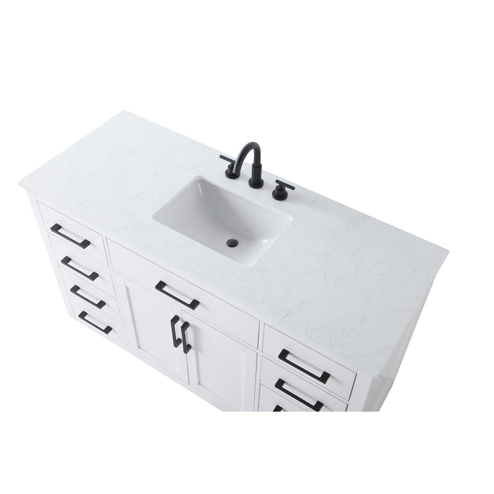 54 Inch Single Bathroom Vanity In White - View 5 - Joshua Marshal