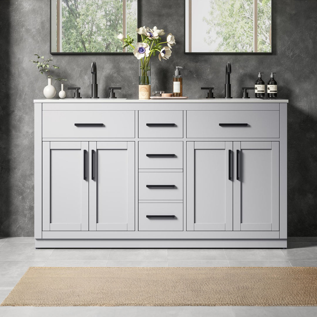 60 Inch Double Bathroom Vanity In Grey Grey Finish - KITCHEN & BATH by Joshua Marshal