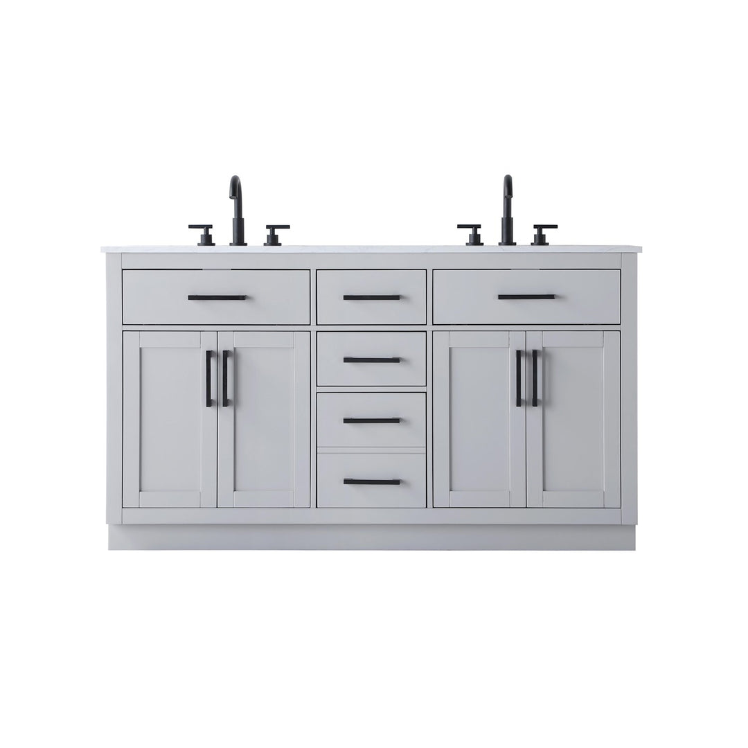 60 Inch Double Bathroom Vanity In Grey - View 3 - Joshua Marshal
