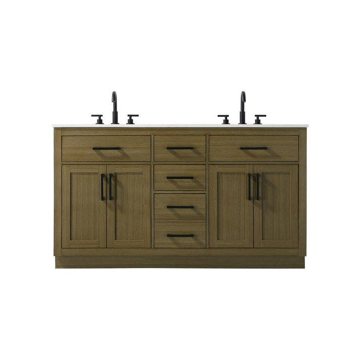 60 Inch Double Bathroom Vanity In Chestnut Brown - View 3 - Joshua Marshal