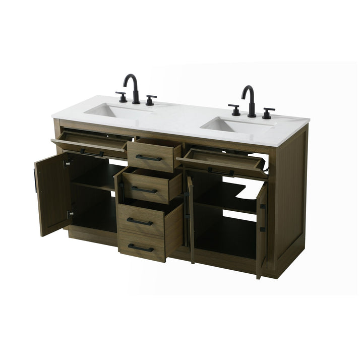60 Inch Double Bathroom Vanity In Chestnut Brown - View 4 - Joshua Marshal