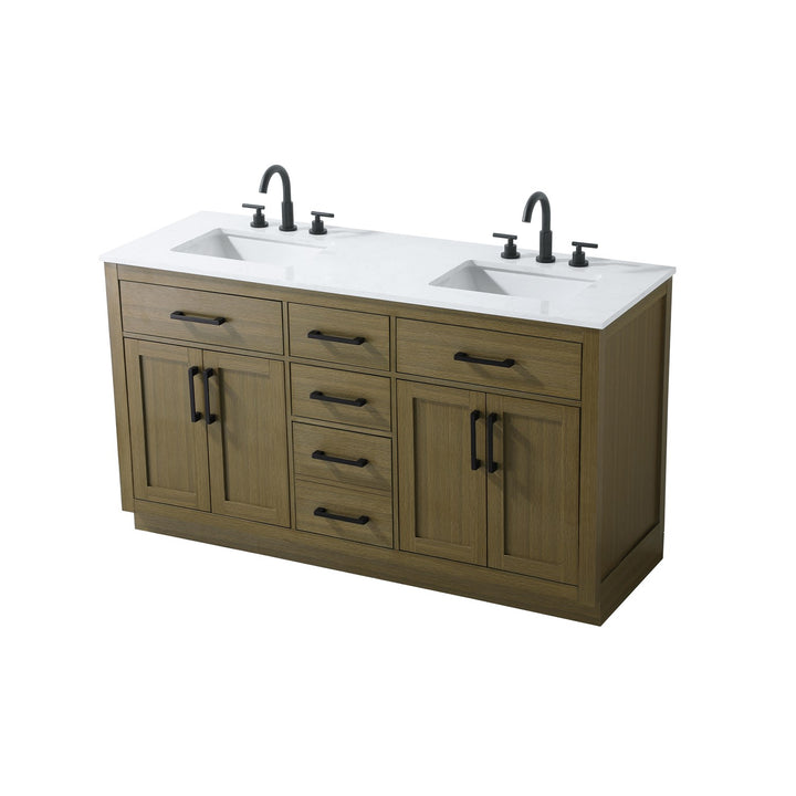 60 Inch Double Bathroom Vanity In Chestnut Brown - View 5 - Joshua Marshal