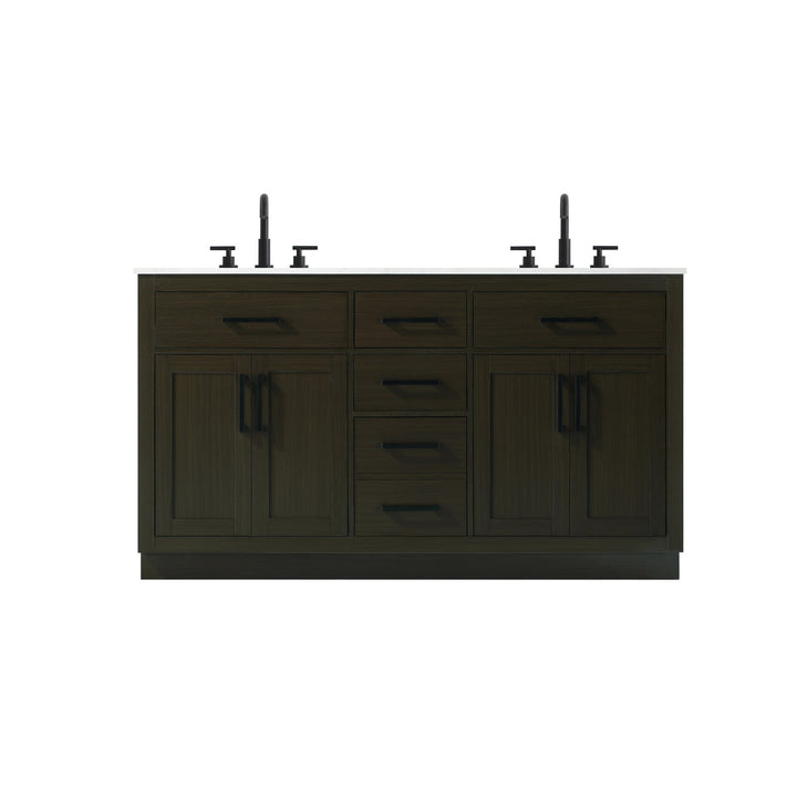 60 Inch Double Bathroom Vanity In Mocha Brown - View 3 - Joshua Marshal