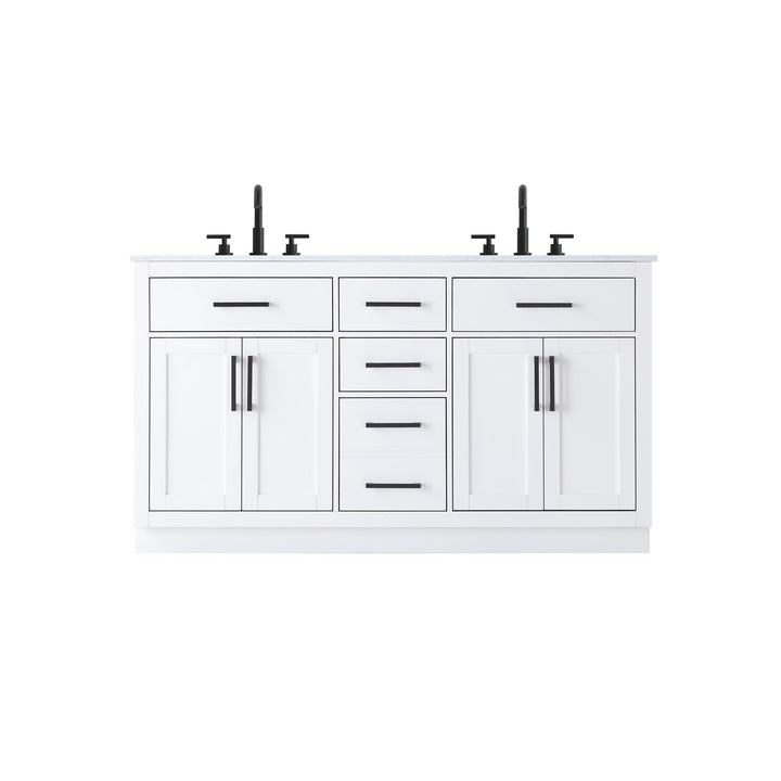 60 Inch Double Bathroom Vanity In White - View 3 - Joshua Marshal