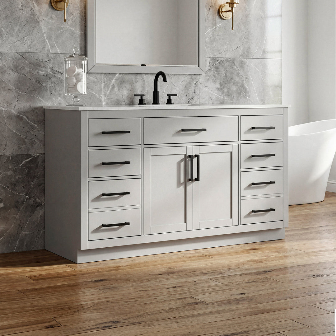 60 Inch Single Bathroom Vanity In Grey Grey Finish - KITCHEN & BATH by Joshua Marshal