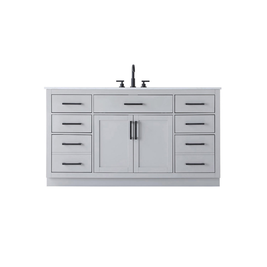 60 Inch Single Bathroom Vanity In Grey - View 3 - Joshua Marshal