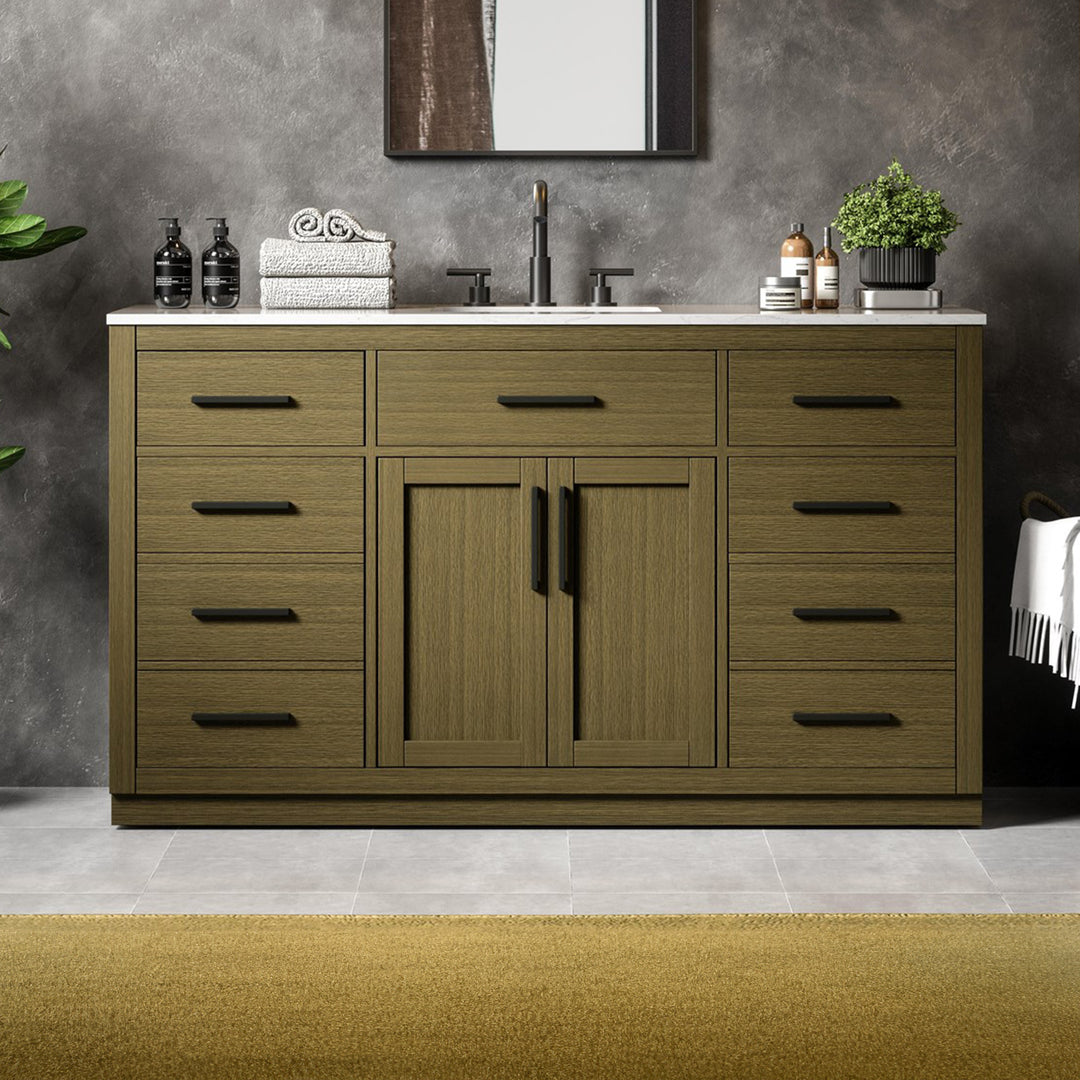 60 Inch Single Bathroom Vanity In Chestnut Brown Chestnut Brown Finish - KITCHEN & BATH by Joshua Marshal