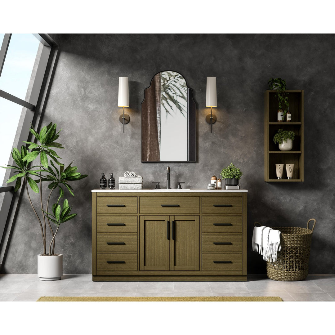 60 Inch Single Bathroom Vanity In Chestnut Brown - View 2 - Joshua Marshal