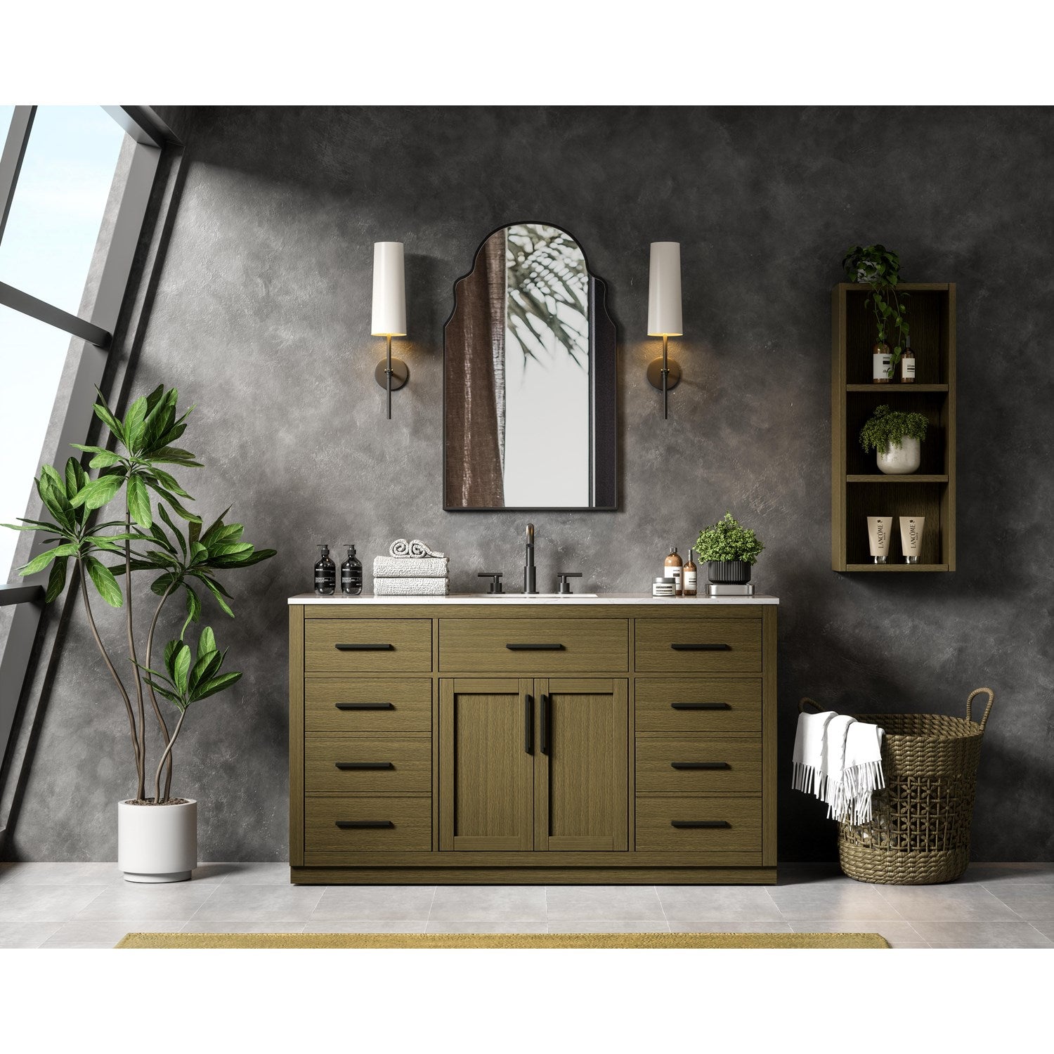 60 Inch Single Bathroom Vanity In Chestnut Brown - View 2 - Joshua Marshal