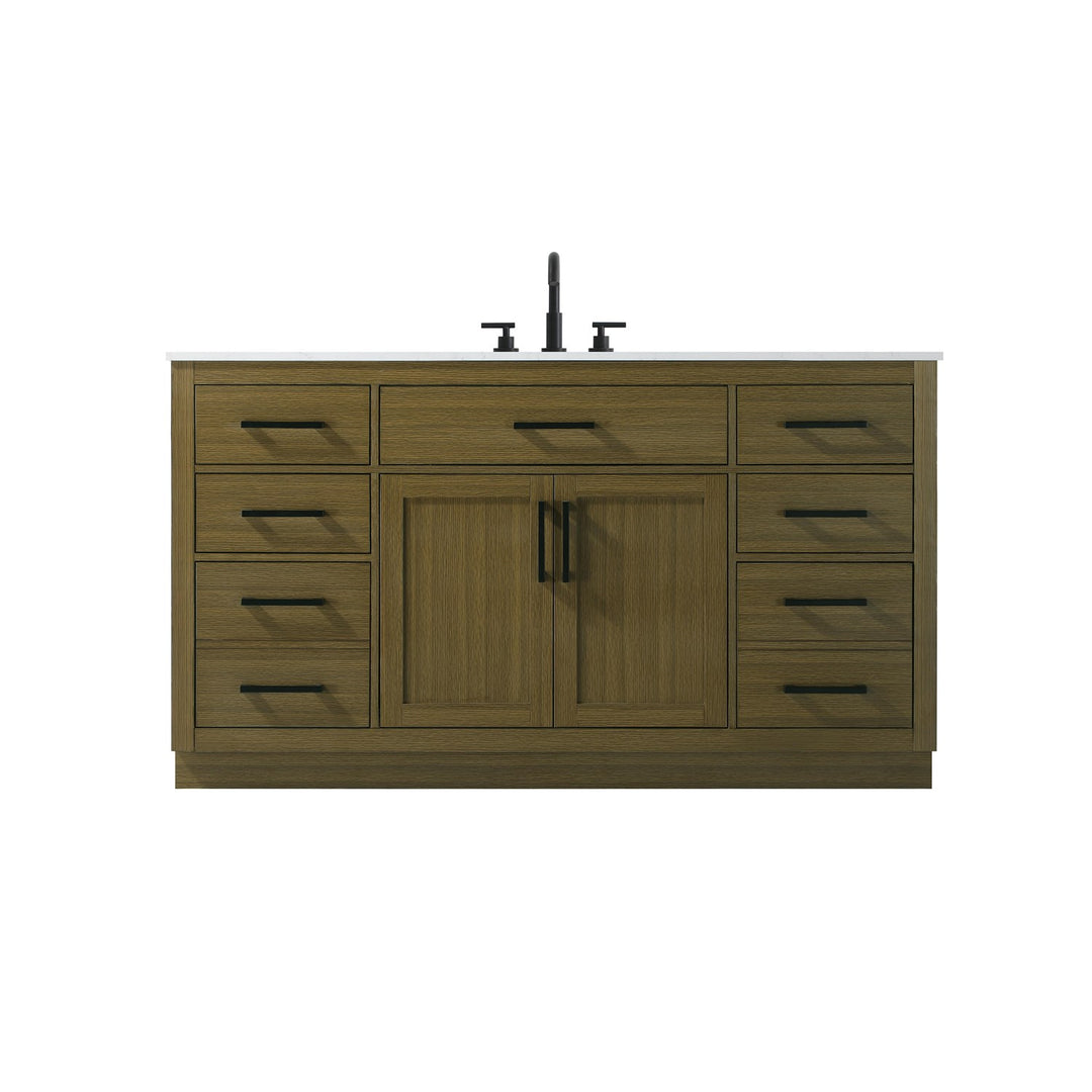 60 Inch Single Bathroom Vanity In Chestnut Brown - View 3 - Joshua Marshal