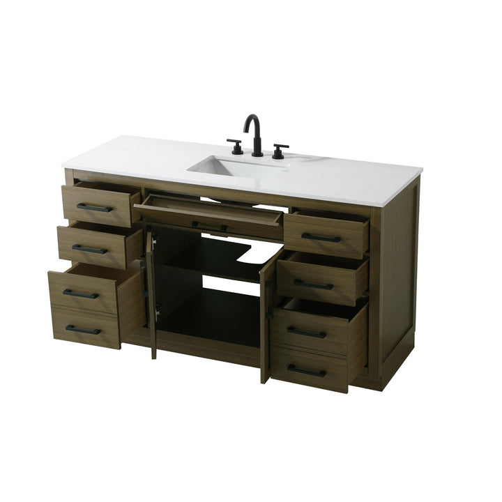 60 Inch Single Bathroom Vanity In Chestnut Brown - View 4 - Joshua Marshal