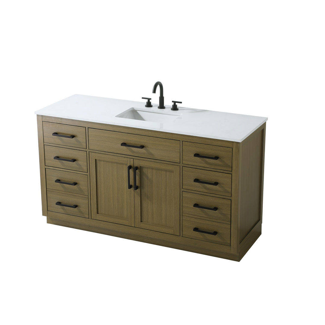60 Inch Single Bathroom Vanity In Chestnut Brown - View 5 - Joshua Marshal