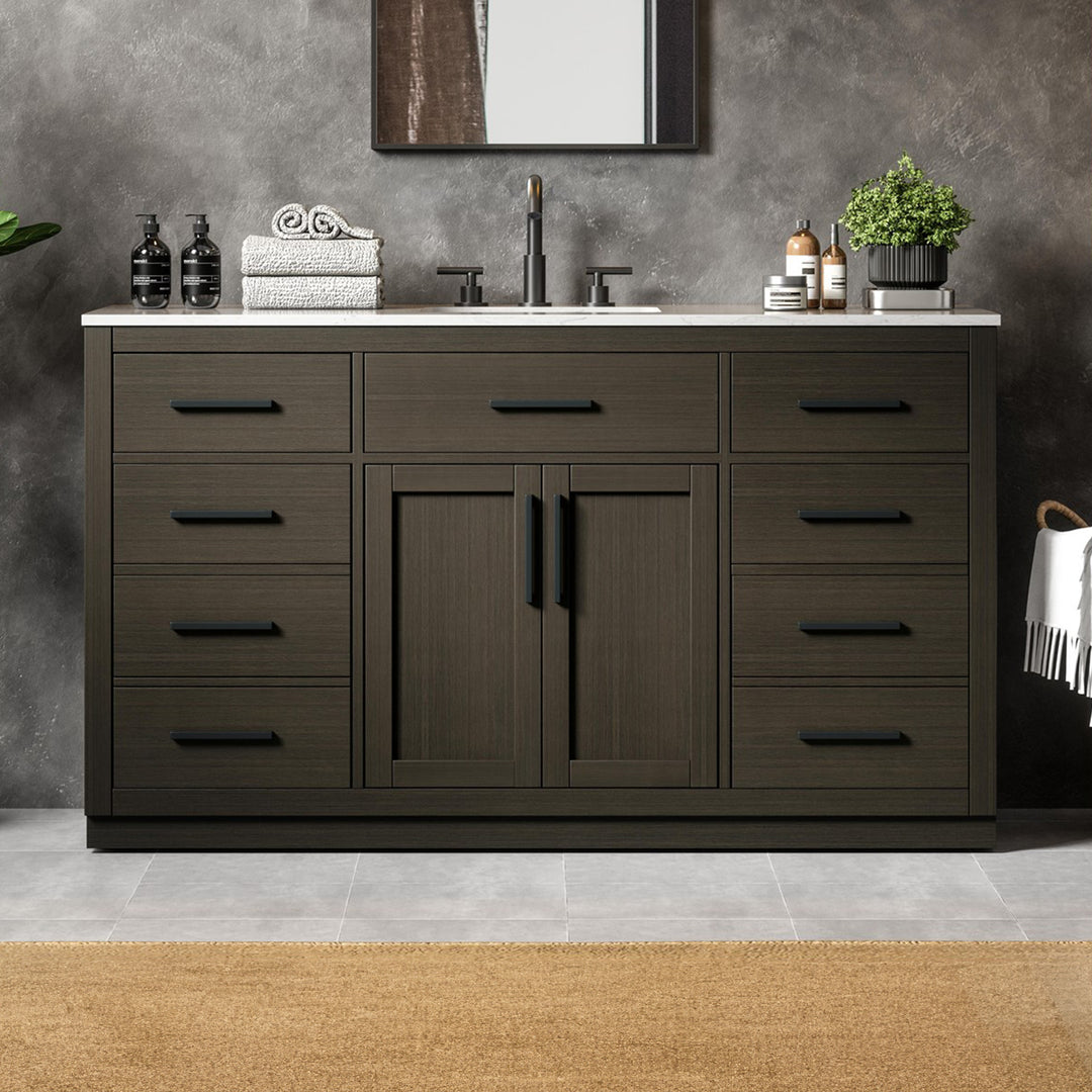 60 Inch Single Bathroom Vanity In Mocha Brown Mocha Brown Finish - KITCHEN & BATH by Joshua Marshal