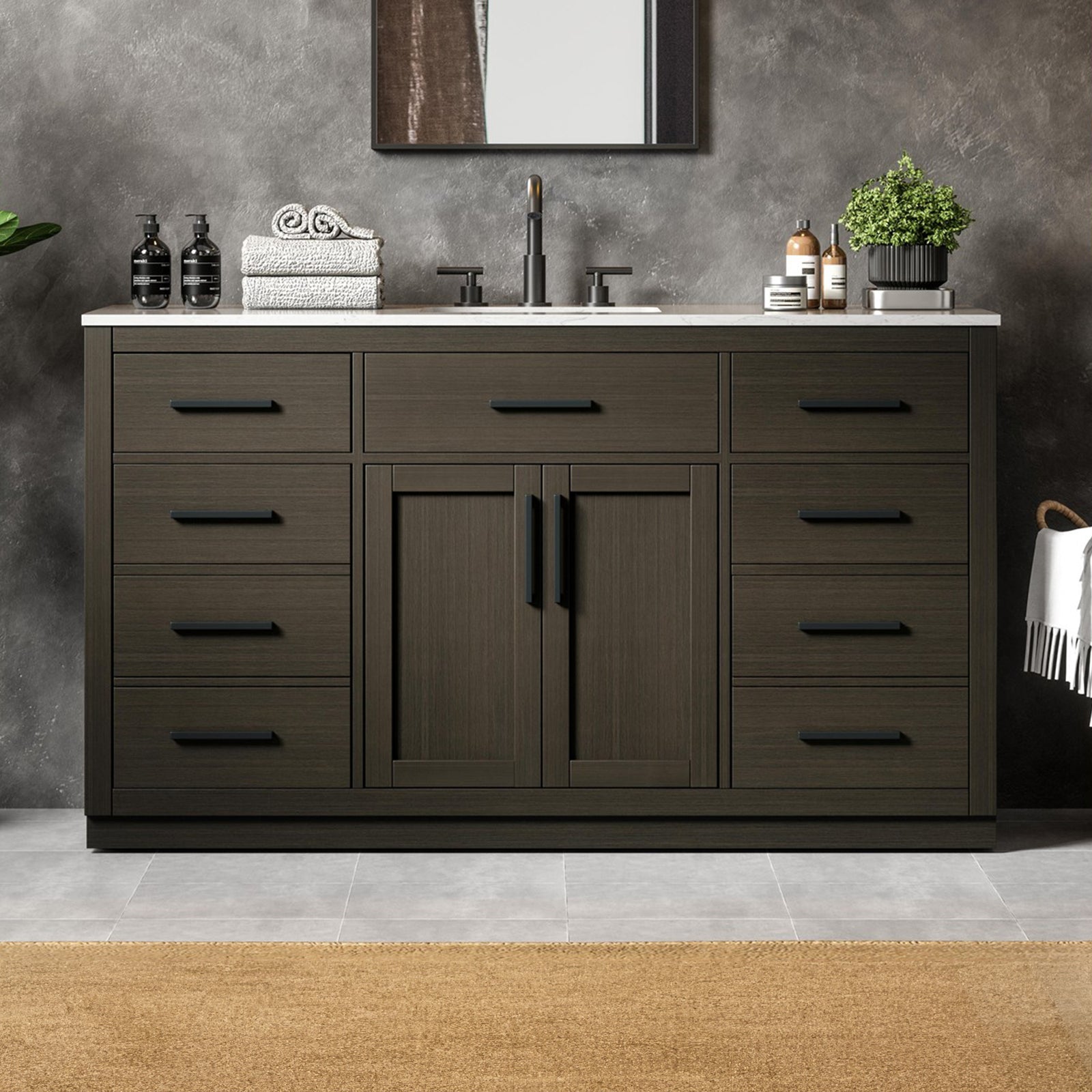 60 Inch Single Bathroom Vanity In Mocha Brown Mocha Brown Finish - KITCHEN & BATH by Joshua Marshal