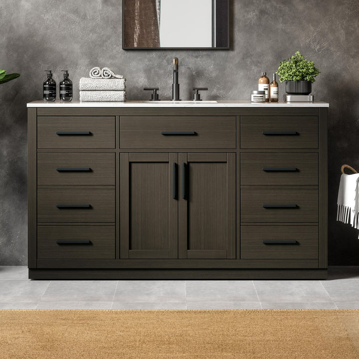 60 Inch Single Bathroom Vanity In Mocha Brown Mocha Brown Finish - KITCHEN & BATH by Joshua Marshal