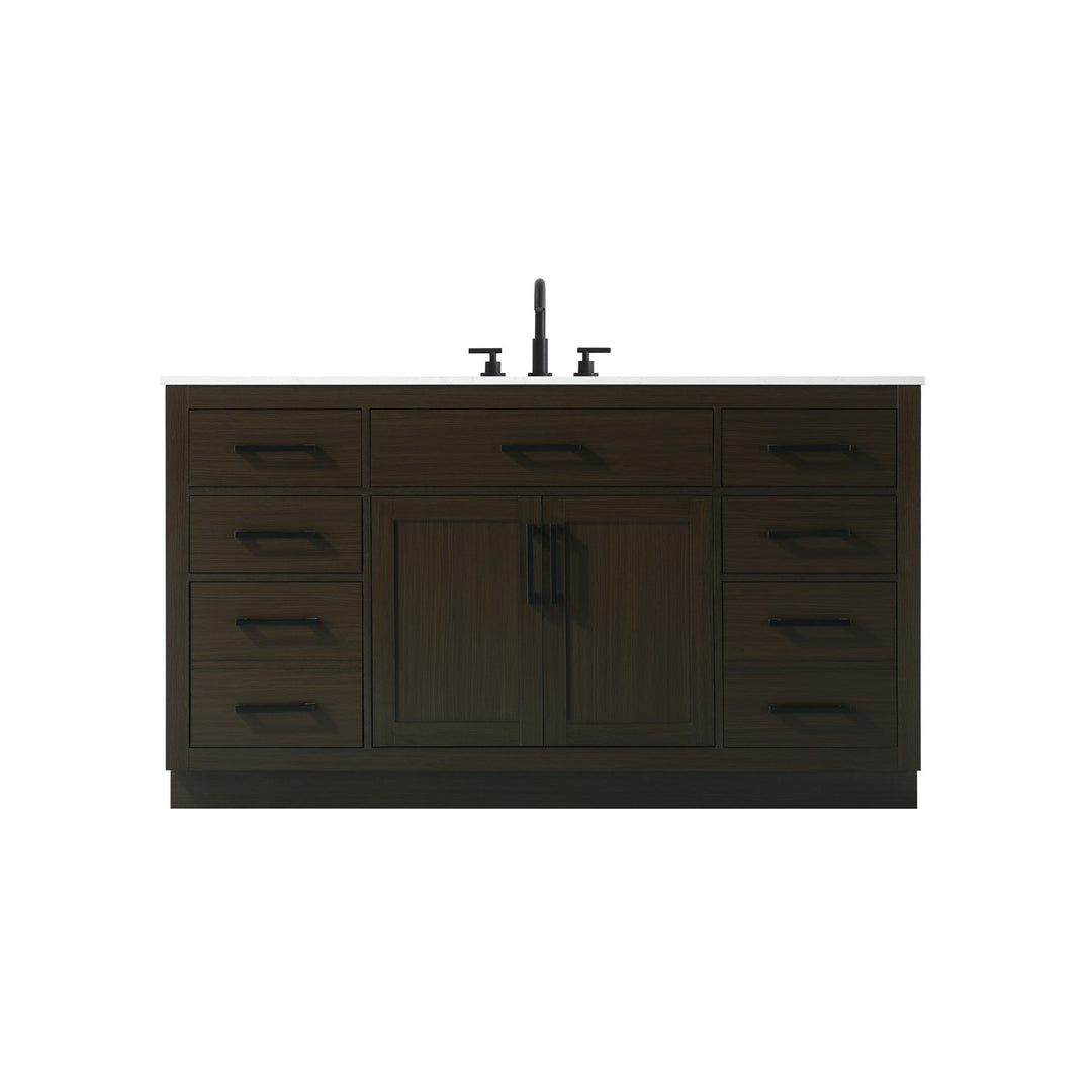 60 Inch Single Bathroom Vanity In Mocha Brown - View 3 - Joshua Marshal