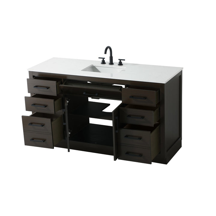 60 Inch Single Bathroom Vanity In Mocha Brown - View 4 - Joshua Marshal
