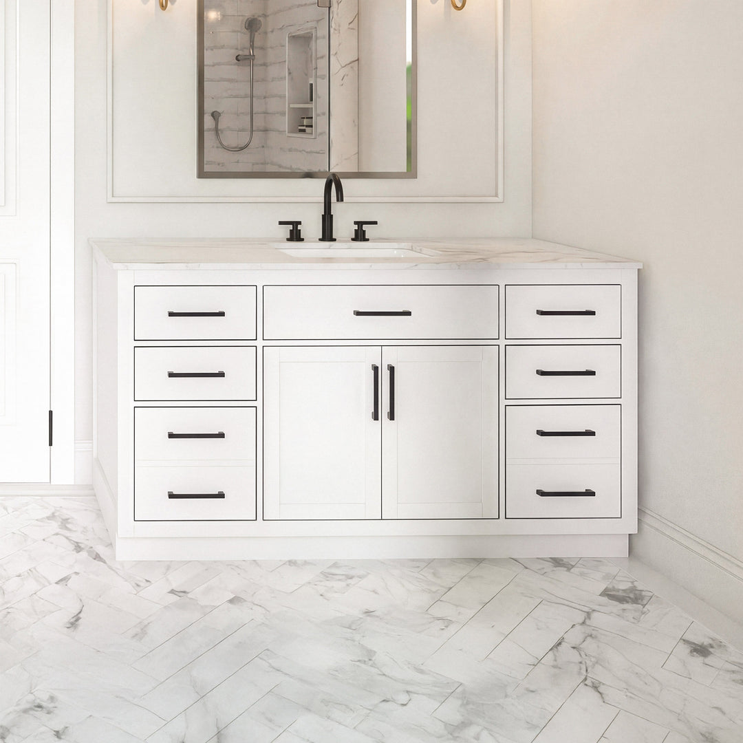 60 Inch Single Bathroom Vanity In White White Finish - KITCHEN & BATH by Joshua Marshal