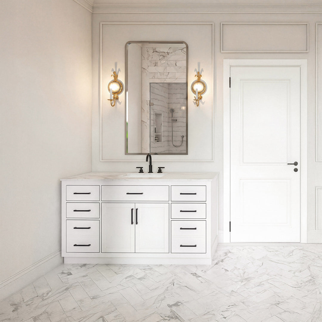 60 Inch Single Bathroom Vanity In White - View 2 - Joshua Marshal