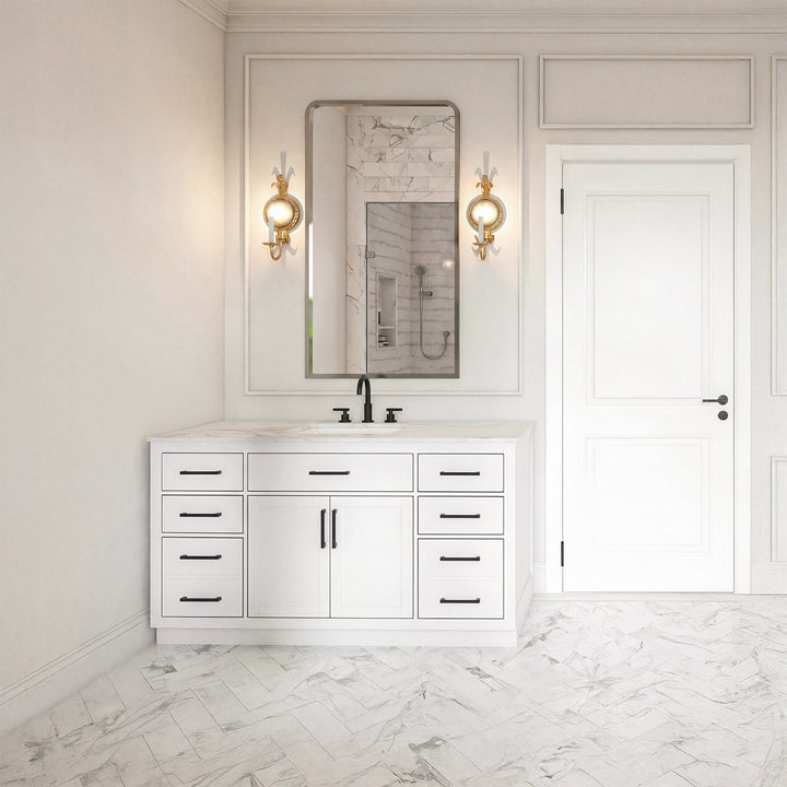 60 Inch Single Bathroom Vanity In White - View 2 - Joshua Marshal