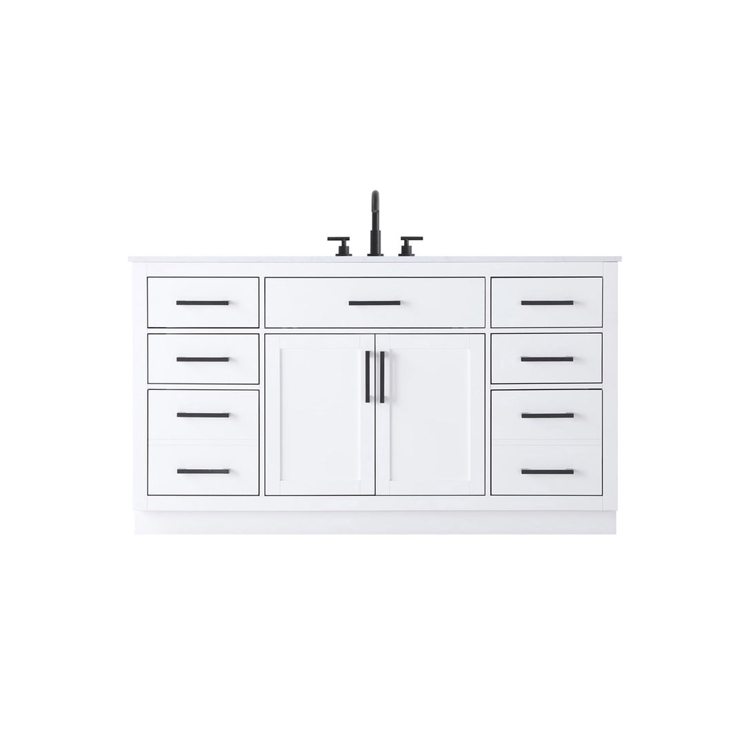 60 Inch Single Bathroom Vanity In White - View 3 - Joshua Marshal