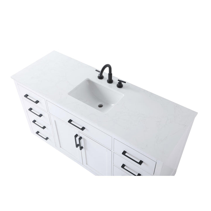 60 Inch Single Bathroom Vanity In White - View 6 - Joshua Marshal