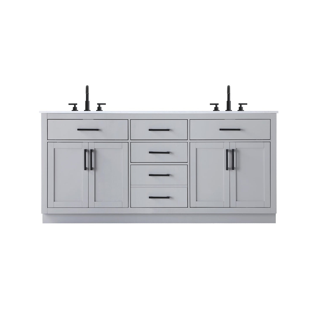 72 Inch Double Bathroom Vanity In Grey - View 3 - Joshua Marshal