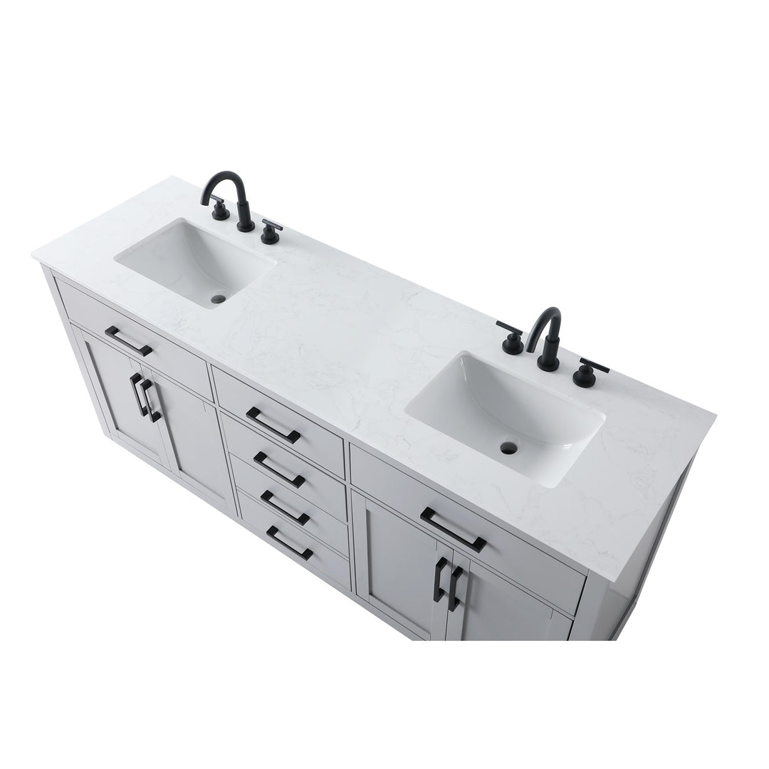 72 Inch Double Bathroom Vanity In Grey - View 5 - Joshua Marshal