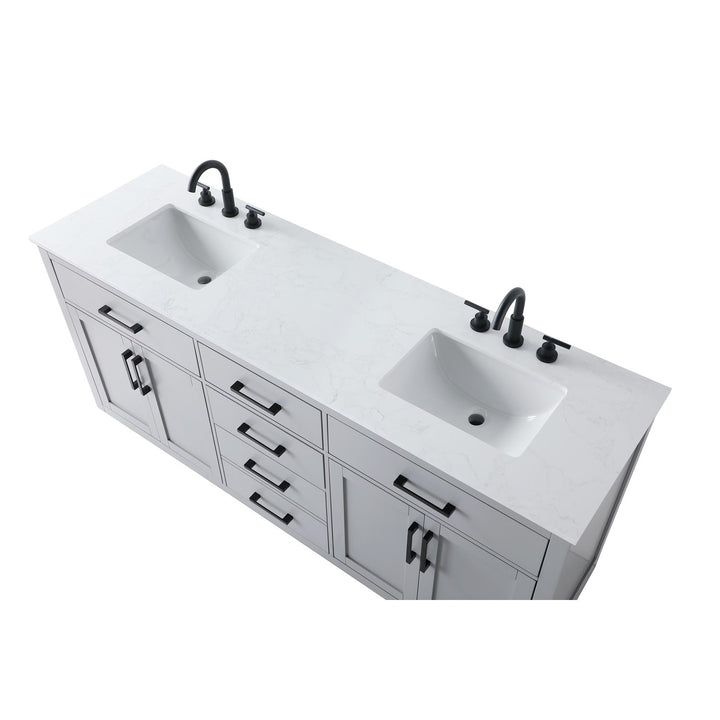 72 Inch Double Bathroom Vanity In Grey - View 5 - Joshua Marshal