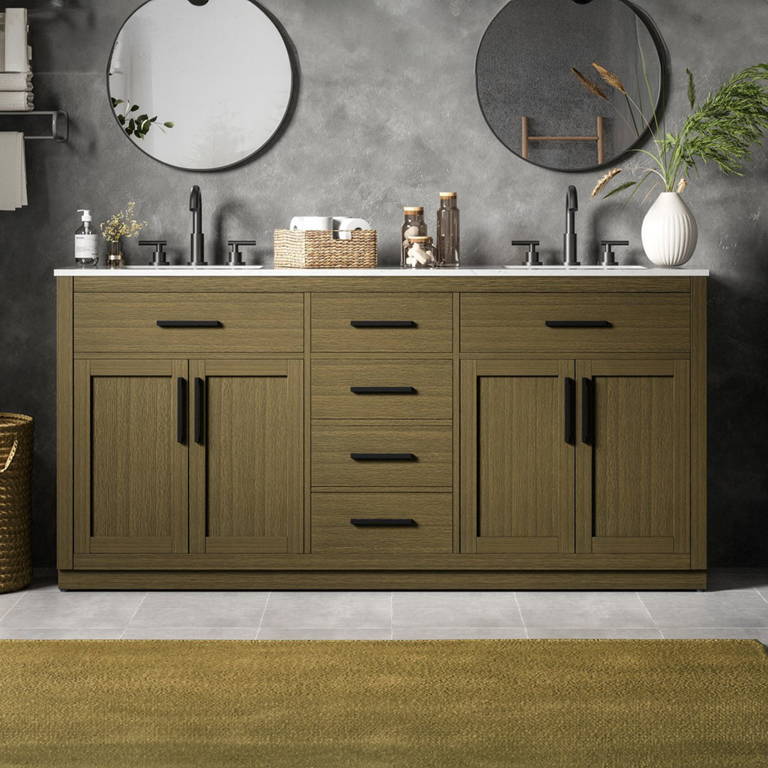 72 Inch Double Bathroom Vanity In Chestnut Brown Chestnut Brown Finish - KITCHEN & BATH by Joshua Marshal