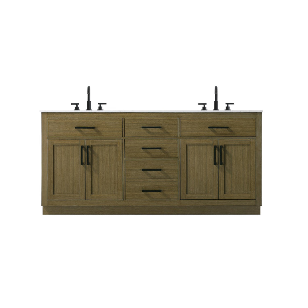72 Inch Double Bathroom Vanity In Chestnut Brown - View 3 - Joshua Marshal
