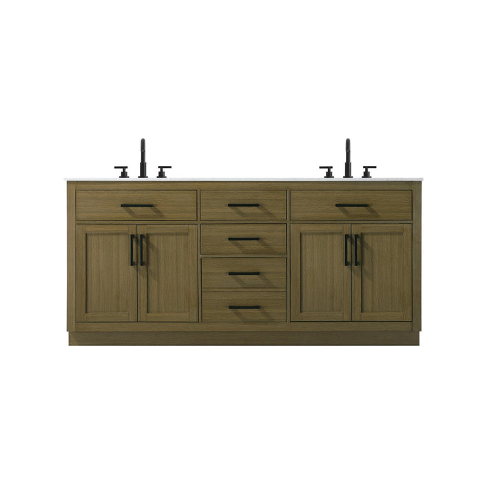 72 Inch Double Bathroom Vanity In Chestnut Brown - View 3 - Joshua Marshal