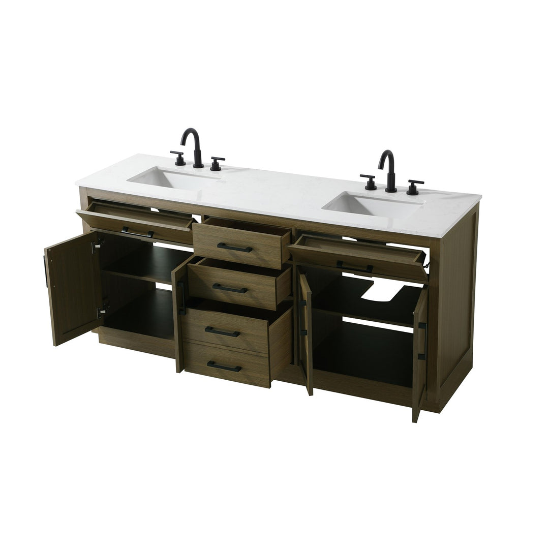 72 Inch Double Bathroom Vanity In Chestnut Brown - View 4 - Joshua Marshal