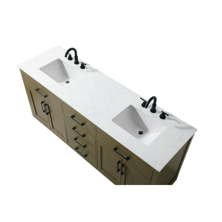 72 Inch Double Bathroom Vanity In Chestnut Brown - View 5 - Joshua Marshal