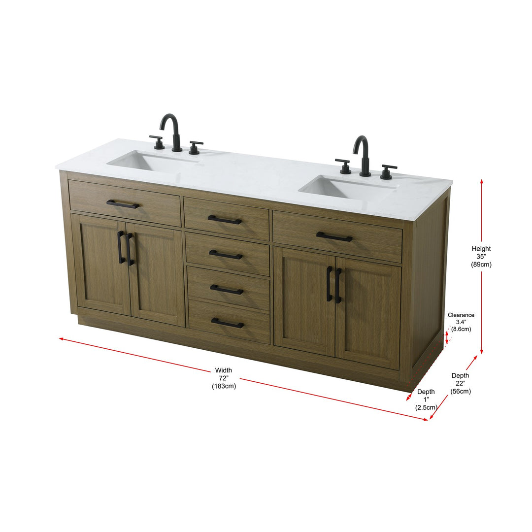 72 Inch Double Bathroom Vanity In Chestnut Brown - View 6 - Joshua Marshal