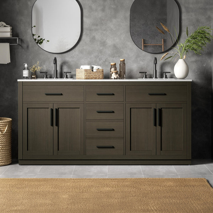 72 Inch Double Bathroom Vanity In Mocha Brown Mocha Brown Finish - KITCHEN & BATH by Joshua Marshal
