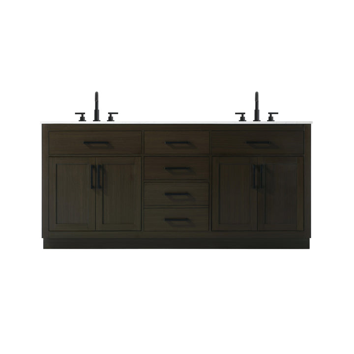 72 Inch Double Bathroom Vanity In Mocha Brown - View 3 - Joshua Marshal