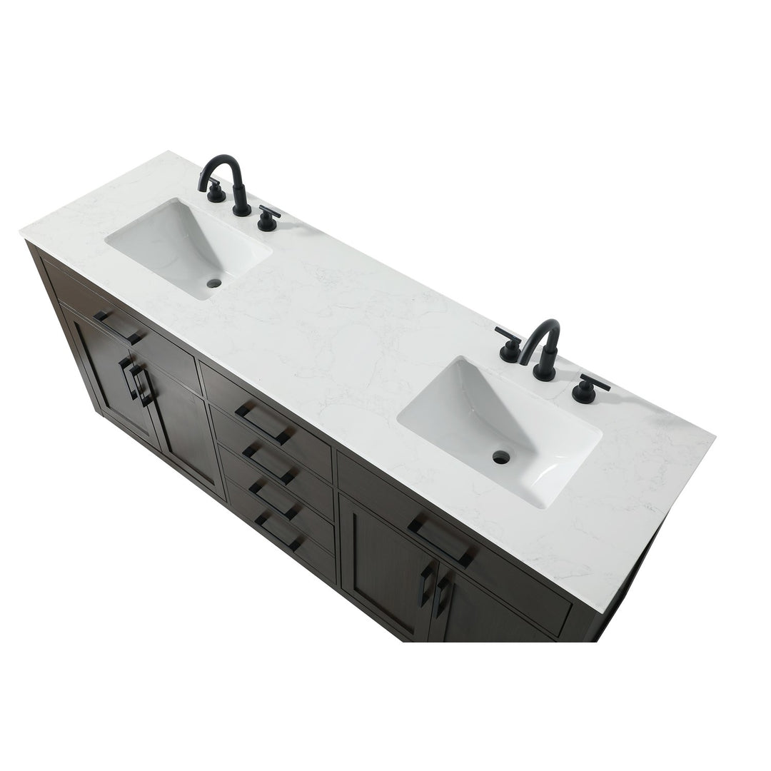 72 Inch Double Bathroom Vanity In Mocha Brown - View 5 - Joshua Marshal