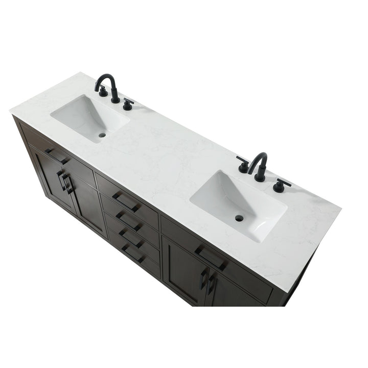 72 Inch Double Bathroom Vanity In Mocha Brown - View 5 - Joshua Marshal
