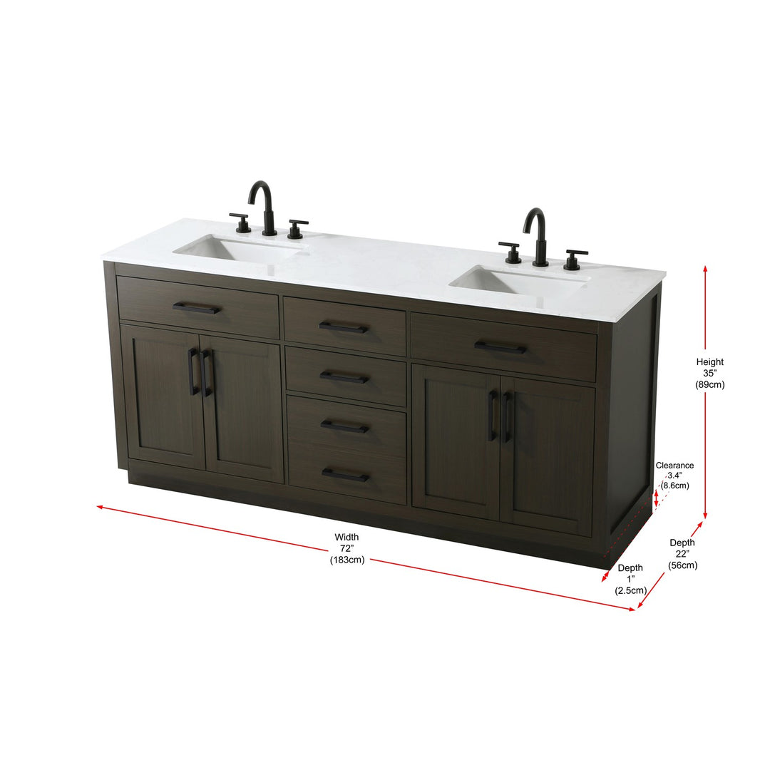72 Inch Double Bathroom Vanity In Mocha Brown - View 6 - Joshua Marshal
