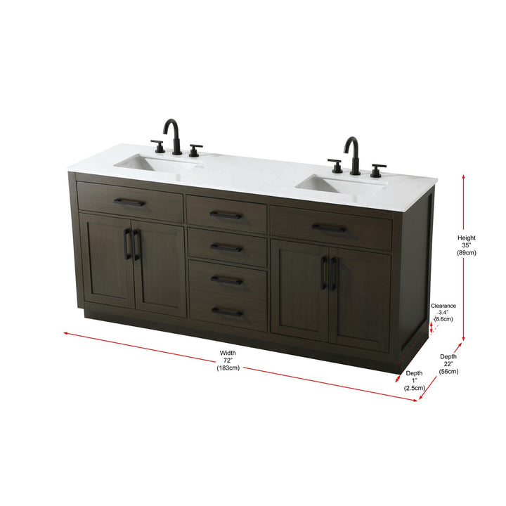 72 Inch Double Bathroom Vanity In Mocha Brown - View 6 - Joshua Marshal