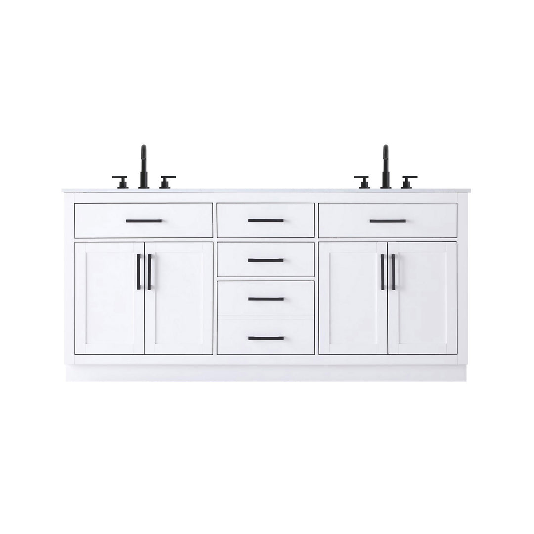 72 Inch Double Bathroom Vanity In White - View 3 - Joshua Marshal