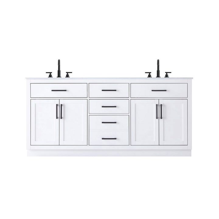 72 Inch Double Bathroom Vanity In White - View 3 - Joshua Marshal