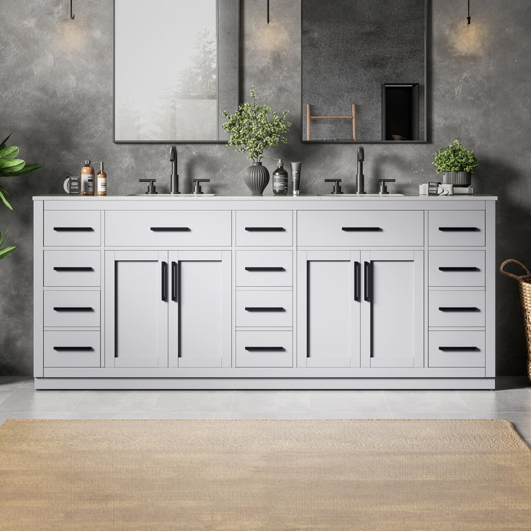 84 Inch Double Bathroom Vanity In Grey Grey Finish - KITCHEN & BATH by Joshua Marshal