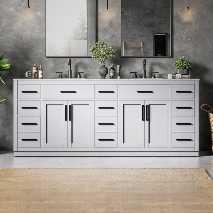 84 Inch Double Bathroom Vanity In Grey Grey Finish - KITCHEN & BATH by Joshua Marshal