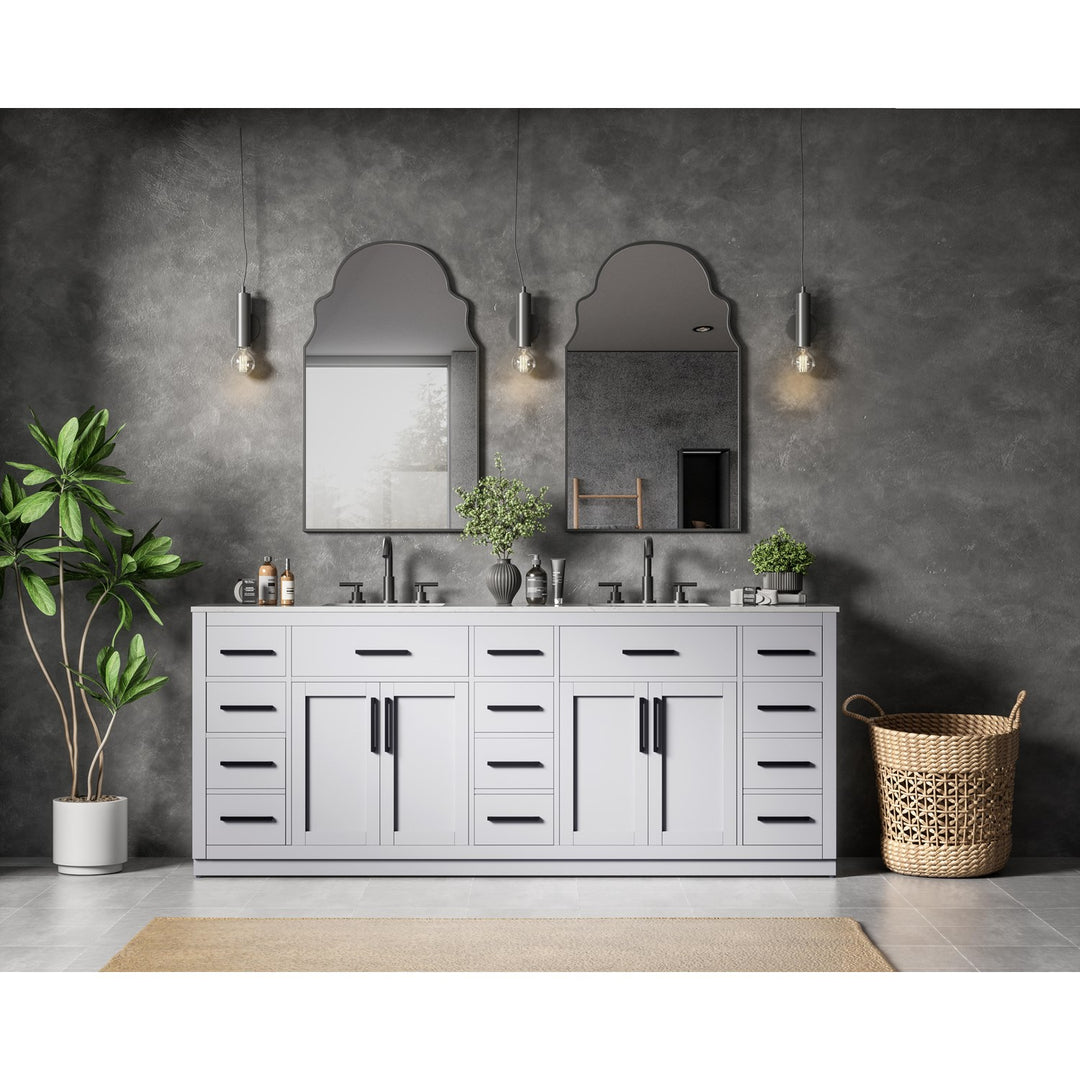 84 Inch Double Bathroom Vanity In Grey - View 2 - Joshua Marshal