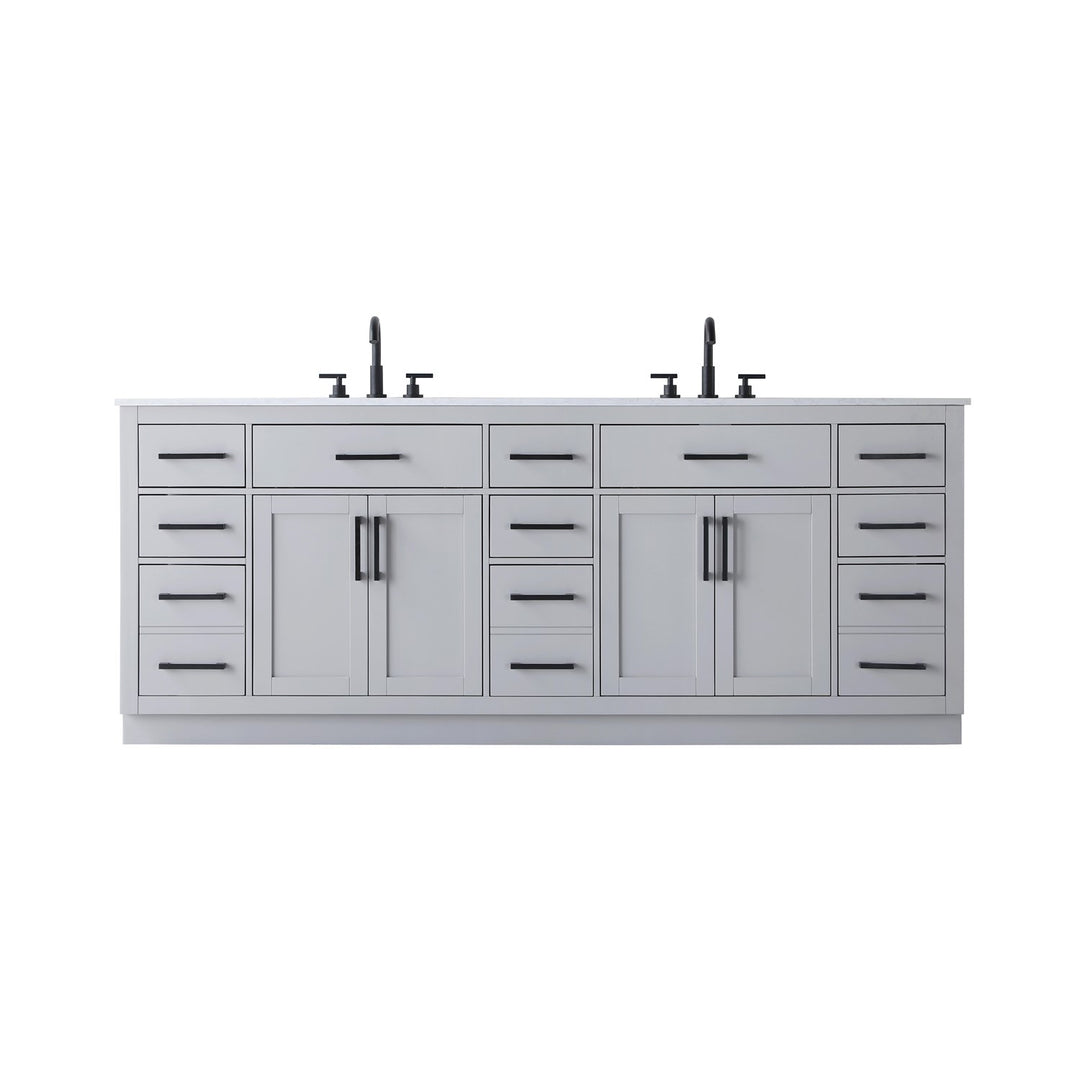 84 Inch Double Bathroom Vanity In Grey - View 3 - Joshua Marshal